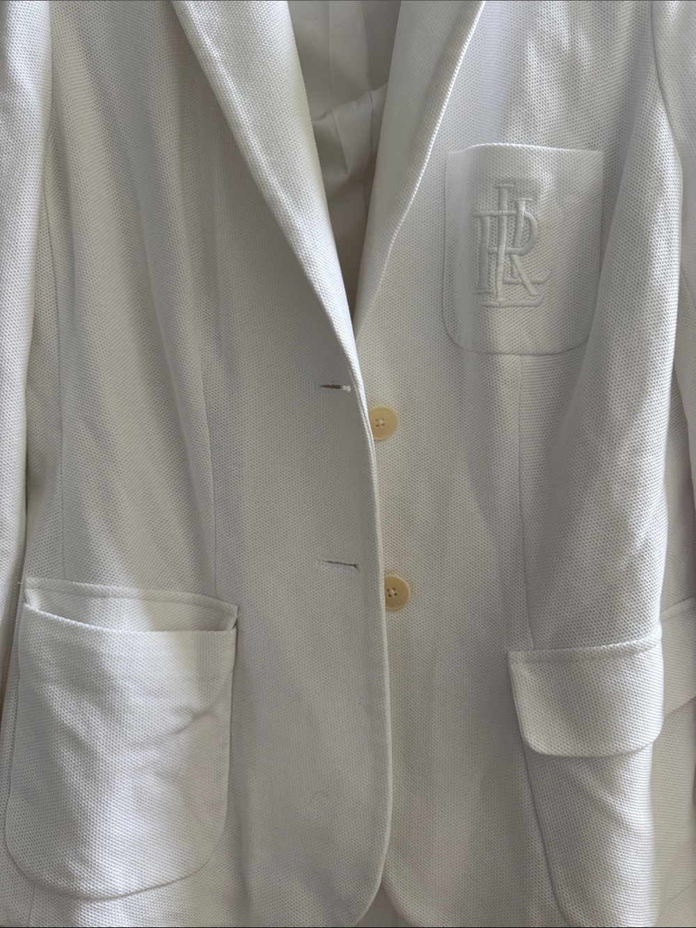 Ralph Lauren White Women’s Knit Blazer - Classic Single-Breasted Jacket - Picture 3 of 6